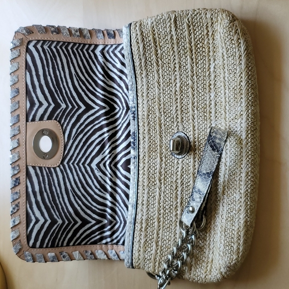 NWOT. Coach Straw Clutch with python leather trim. NWOT - Picture 6 of 14